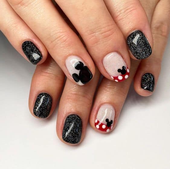 simple black and grey nails